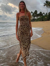 Animal Print Mesh Split Tube Dress