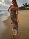 Animal Print Mesh Split Tube Dress