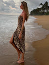 Animal Print Mesh Split Tube Dress