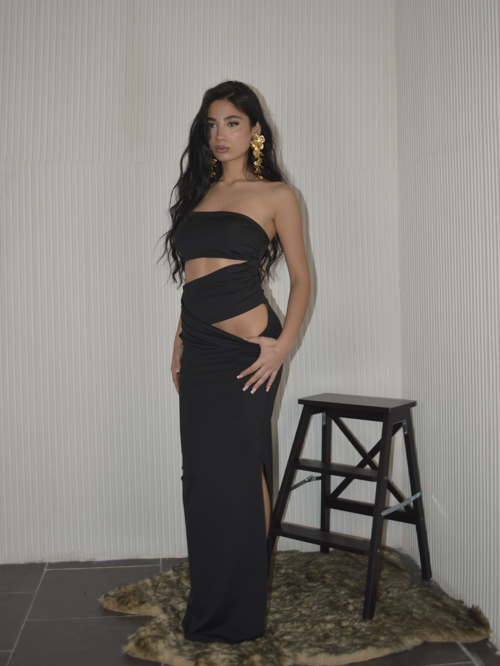 Strapless Cut-Out Bodycon Maxi Dress