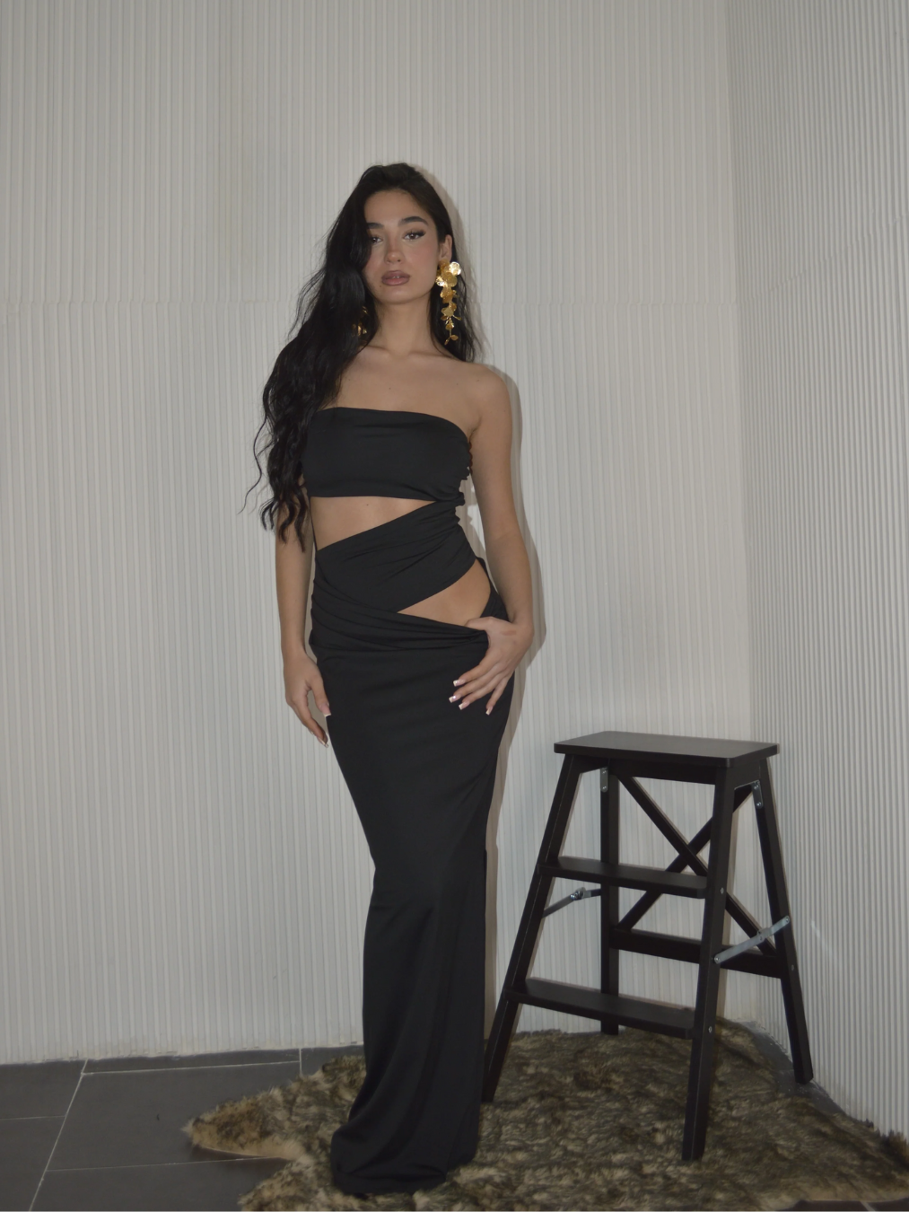 Strapless Cut-Out Bodycon Maxi Dress