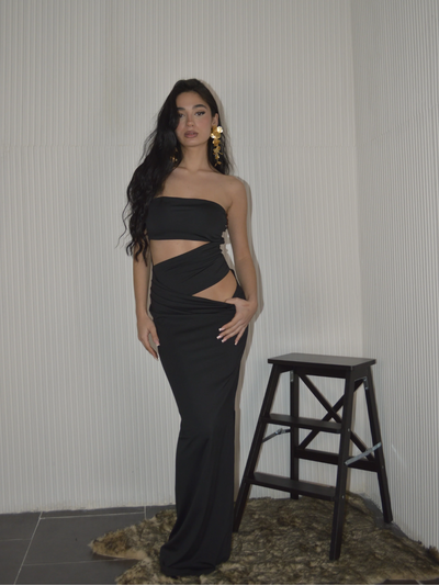 Strapless Cut-Out Bodycon Maxi Dress