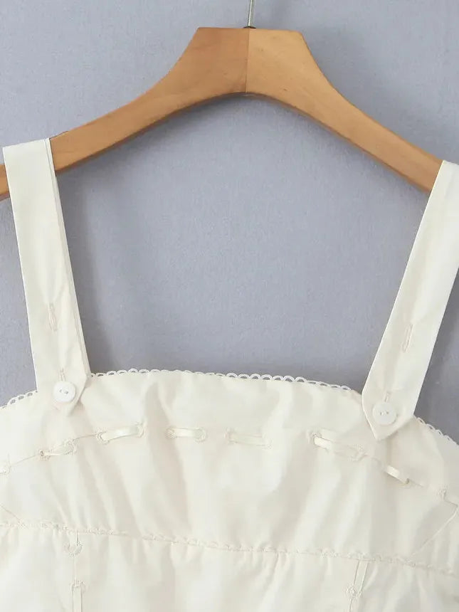 Square Neck Short Embroidered Flare Dress