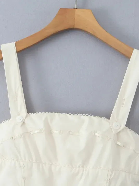 Square Neck Short Embroidered Flare Dress