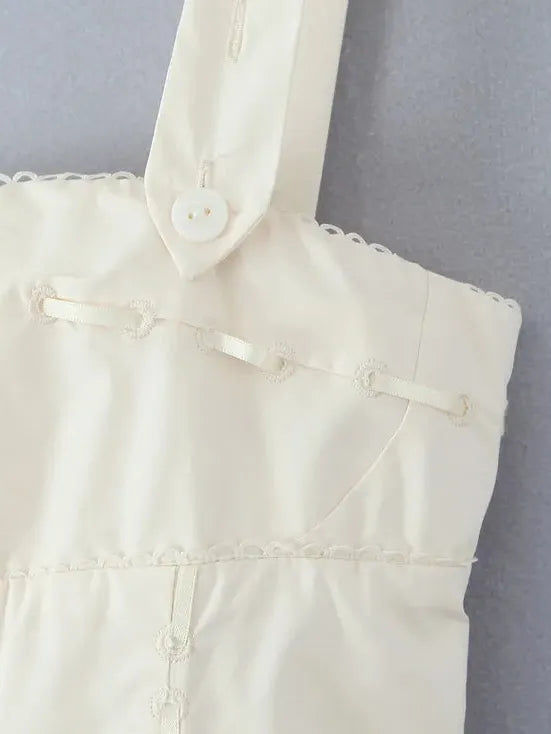 Square Neck Short Embroidered Flare Dress