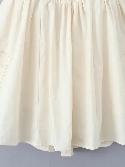 Square Neck Short Embroidered Flare Dress