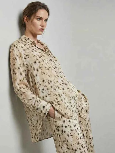 Abstract Print Relaxed Shirt & Wide-Leg Trouser Set