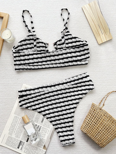 Black & White Cutout Swimsuit Set Bikini