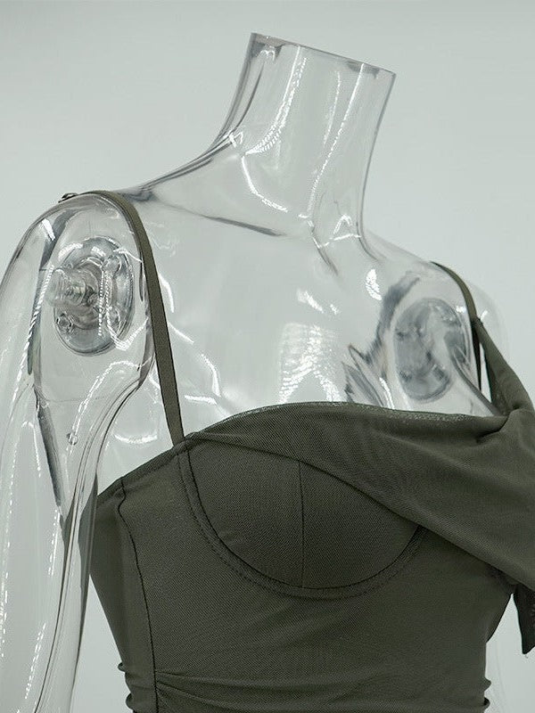 Oblique Shoulder Corset Sheath Dress