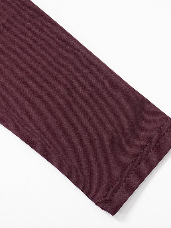 Burgundy One Shoulder High Waist Dress Asymmetric Dress