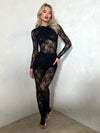 Crew Neck Patchwork Lace See Dress