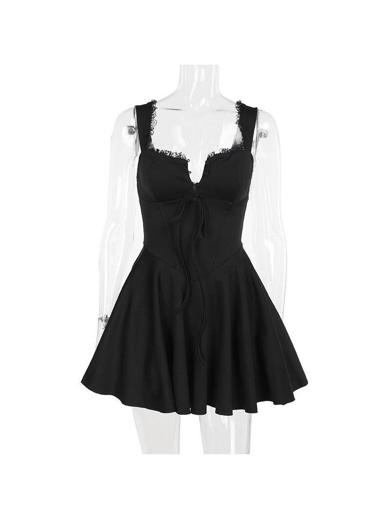 V Neck Retro Hip Short Dress