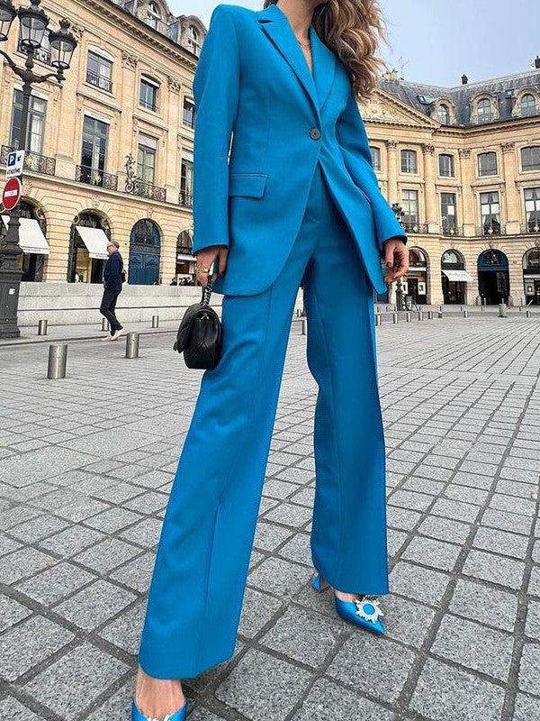 One Button Blazer & Pants Coord Set