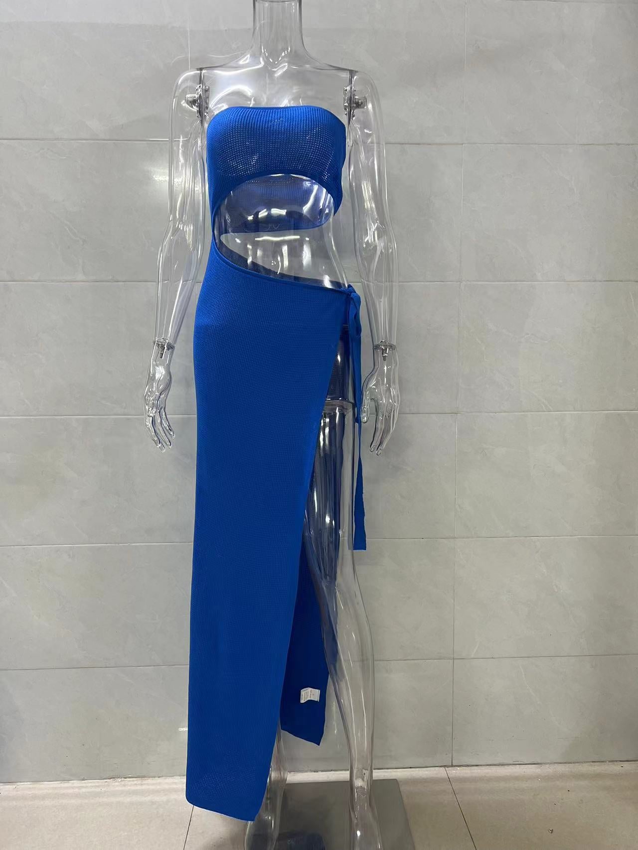 Cutout Cropped Knitted Tube Top Dress