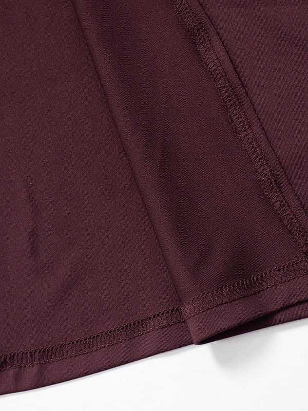 Burgundy One Shoulder High Waist Dress Asymmetric Dress