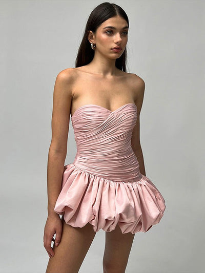 Sheath Balloon Tube Backless Bud Dress