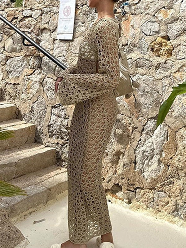 Pele Hollow Out Cutout Holiday Beach Maxi Dress