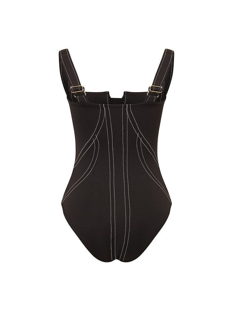 French Pockets Monokini & Pants Swimsuit Bikini Set