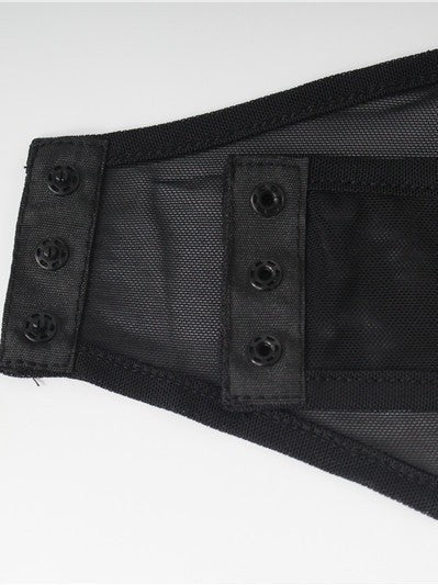 Mesh Velvet Cross Hollow Out Cutout out Bodysuit