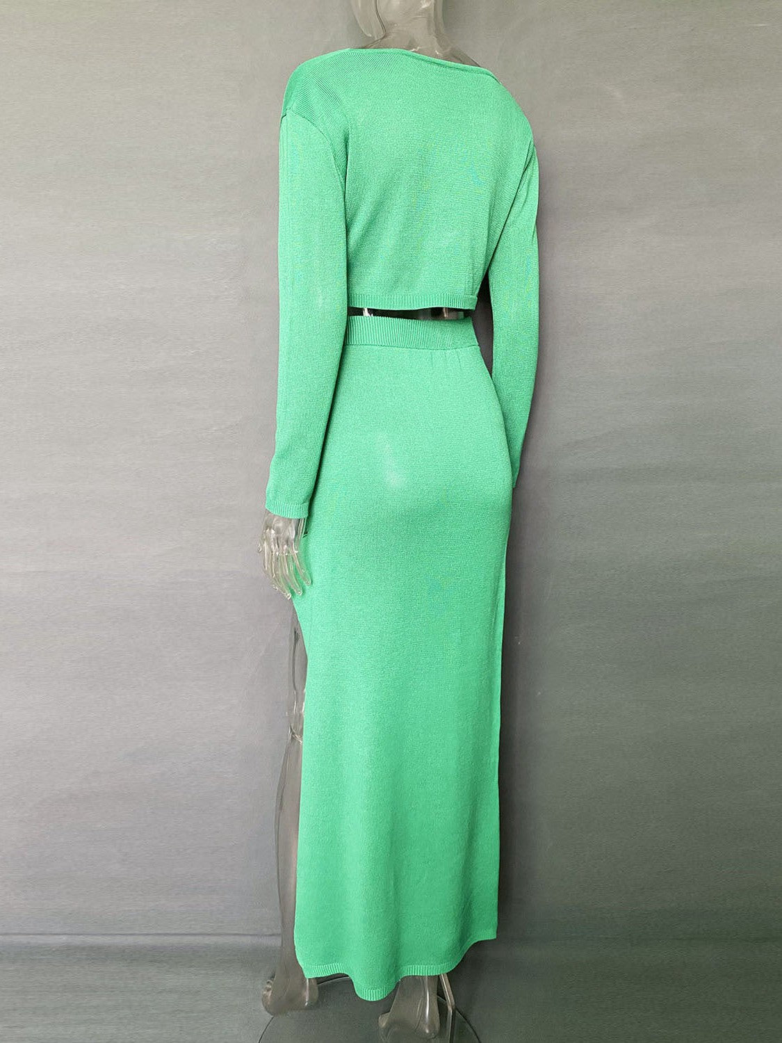 Sexy Slit Dress Tassel Hollow Out Cutout Sweater Coord Set