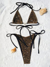 Tied Animal Print Bikini Three Piece Swimsuit Set