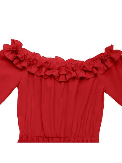 Off Shoulder Long Sleeve Pleated Dress