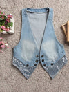 Denim Vest Waistcoat Cardigan