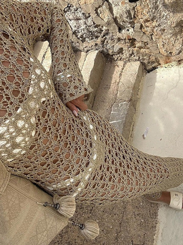 Pele Hollow Out Cutout Holiday Beach Maxi Dress