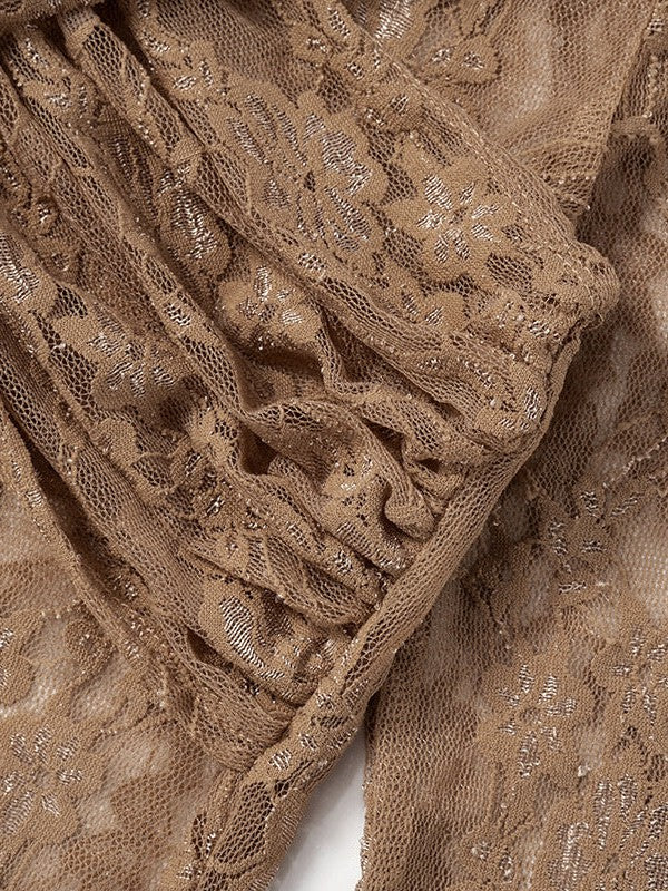 Crew Neck Patchwork Lace See Jumpsuit