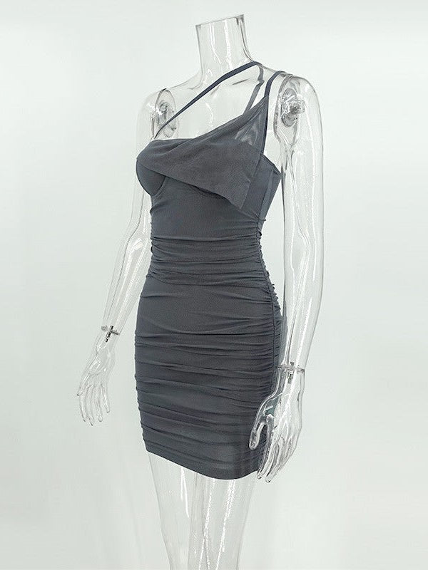 Oblique Shoulder Corset Sheath Dress