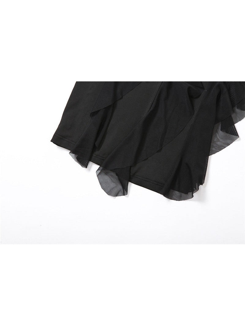 Tube Top Backless Slit Tassel Ruffle Dress