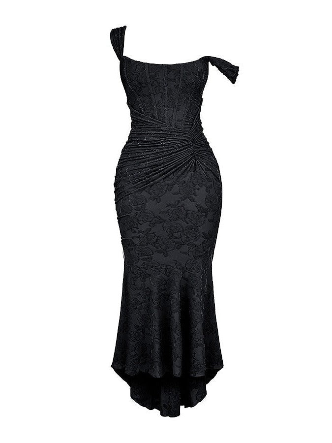 Assymetric Corset Mermaid Maxi Dress