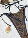 Tied Animal Print Bikini Three Piece Swimsuit Set