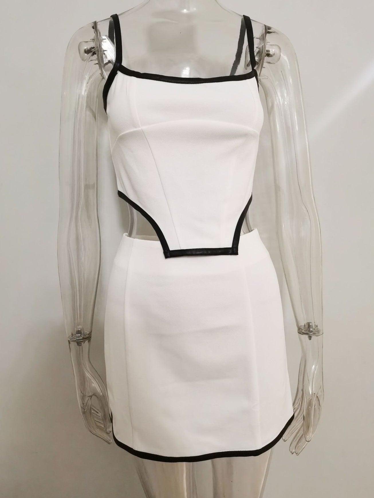 Contrast Color Hip Skirt & Coord Set