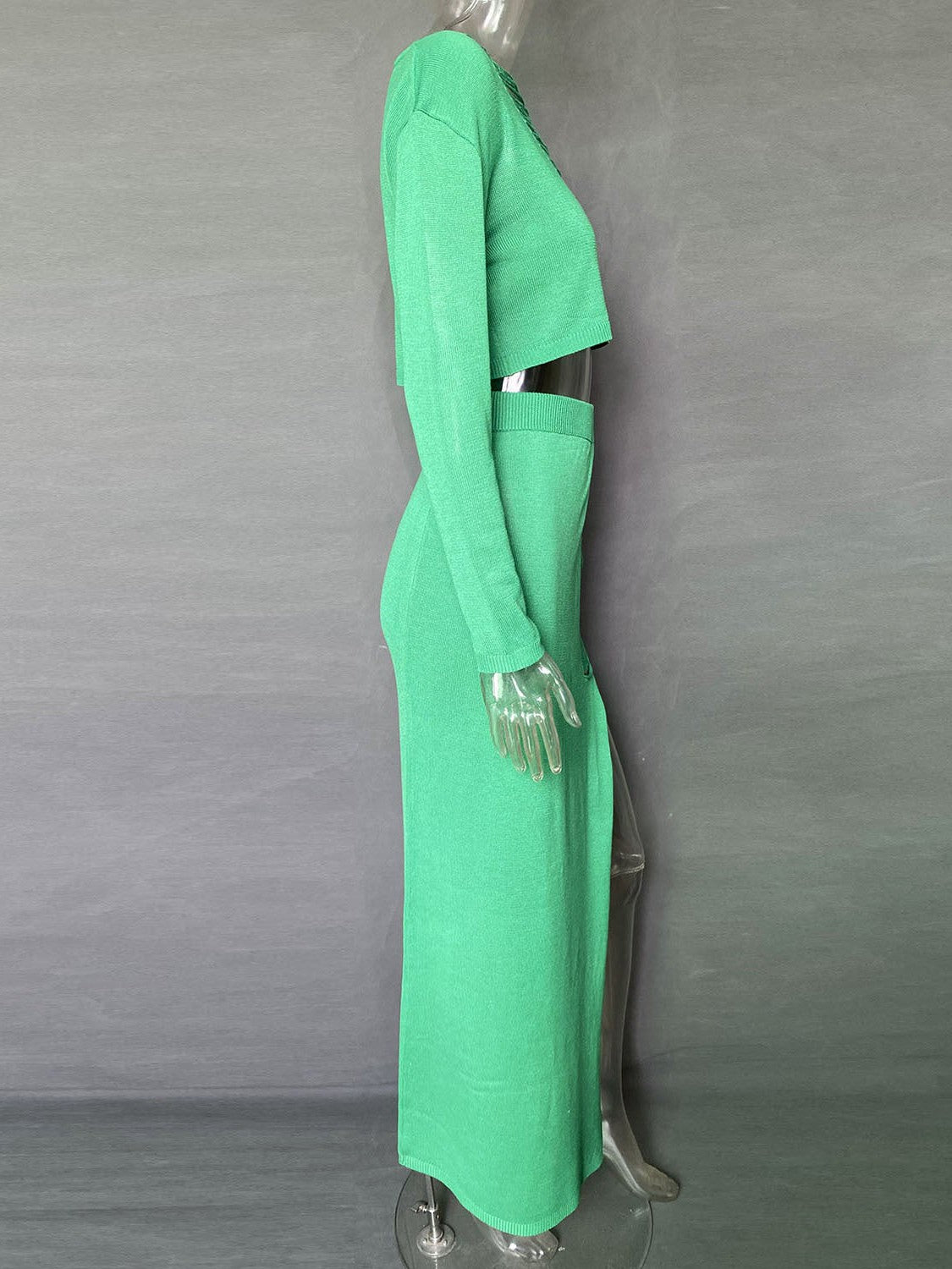 Sexy Slit Dress Tassel Hollow Out Cutout Sweater Coord Set