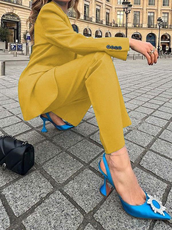 One Button Blazer & Pants Coord Set