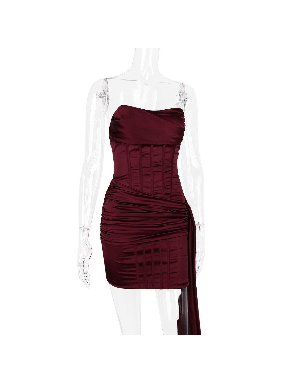 Bandeau Tube Ribbon Backless Bodycon Dress