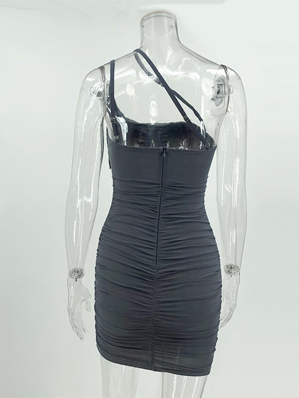 Oblique Shoulder Corset Sheath Dress