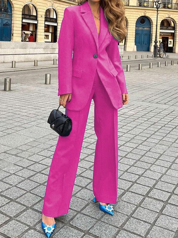 One Button Blazer & Pants Coord Set