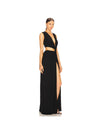 Deep V Neck Hollow Out Cutout Out Slit Slim Maxi Dress