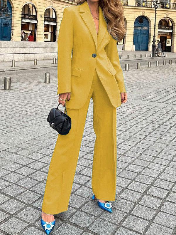 One Button Blazer & Pants Coord Set