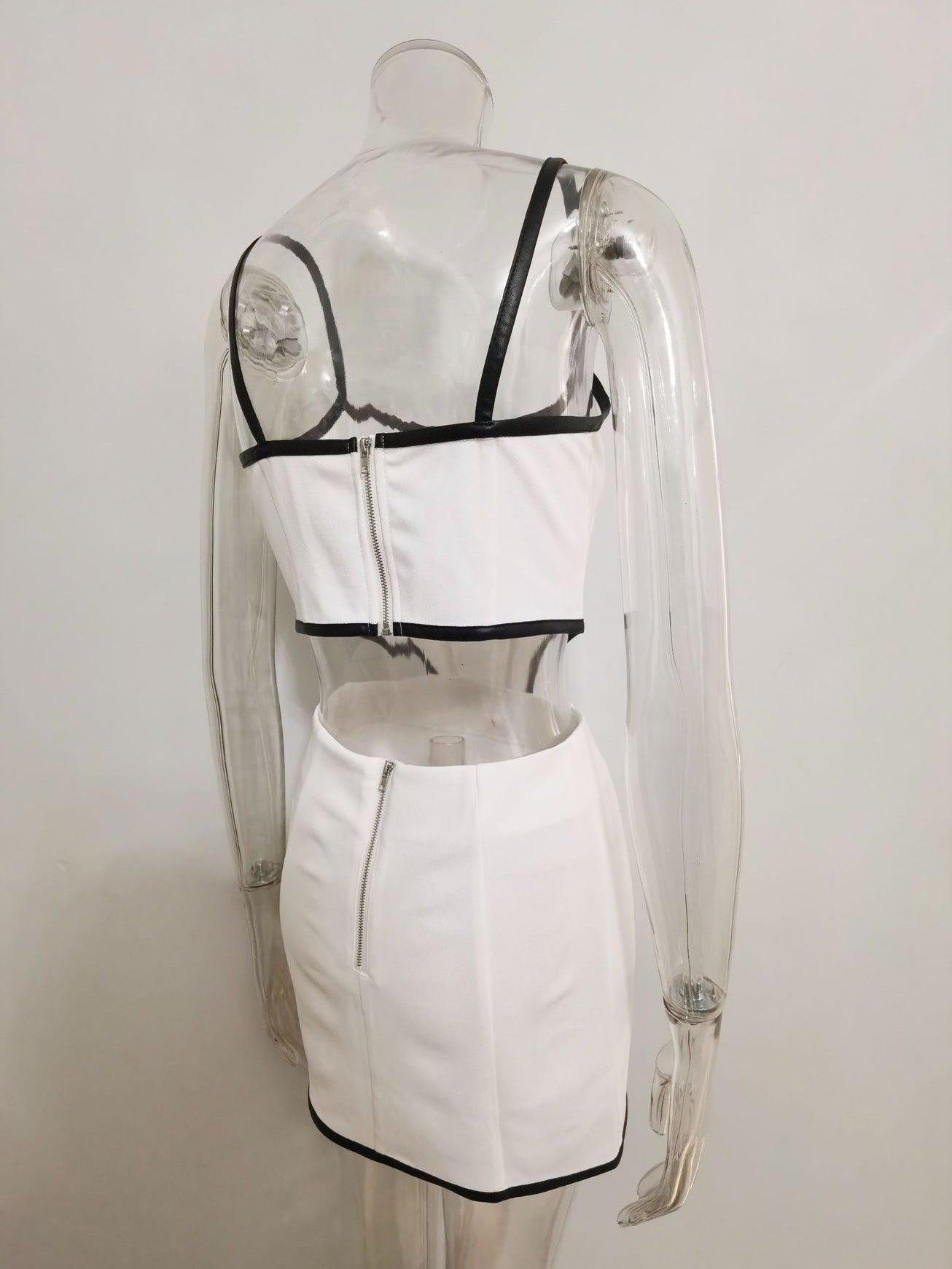 Contrast Color Hip Skirt & Coord Set