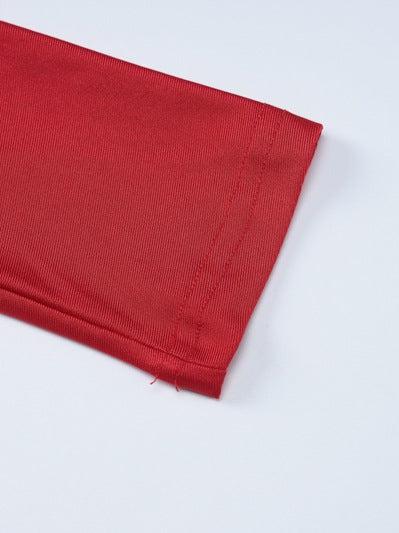 Corset Cinched Full Sleeve Padded Shoulder Maxi Dress