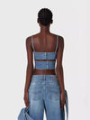 3D Bow Strap Tube Denim Top