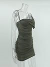 Oblique Shoulder Corset Sheath Dress