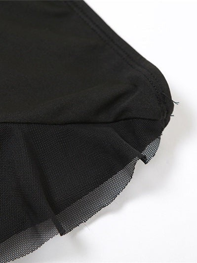 Tube Top Backless Slit Tassel Ruffle Dress