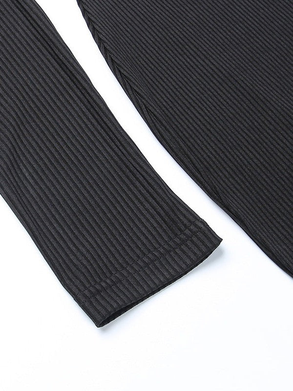 Knitted Off Shoulder Long Sleeve Tube Top Dress