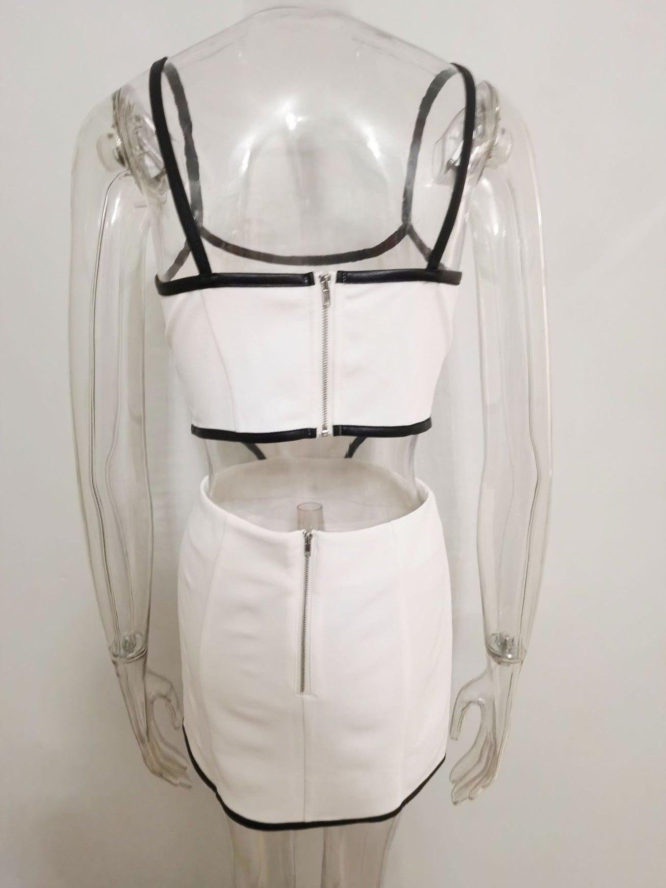 Contrast Color Hip Skirt & Coord Set