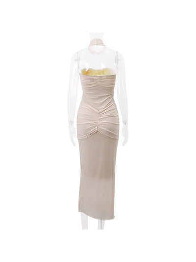 Bandeau Tube Shimmer Fishtail Gown Dress