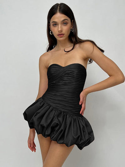 Sheath Balloon Tube Backless Bud Dress